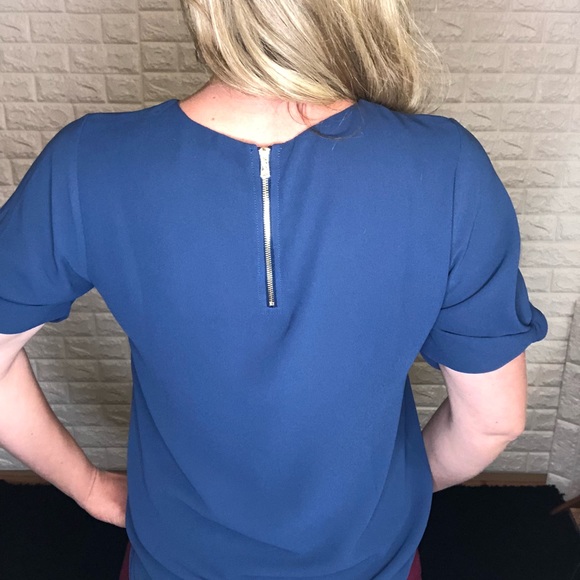 Naked Zebra Navy Blue Blouse with Gold Zipper - Picture 4 of 5